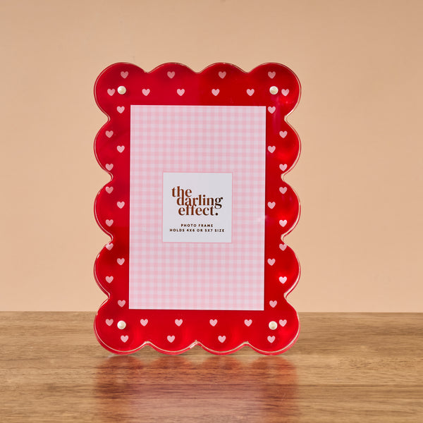 Tiny Hearts Rectangle Scalloped Acrylic Frame