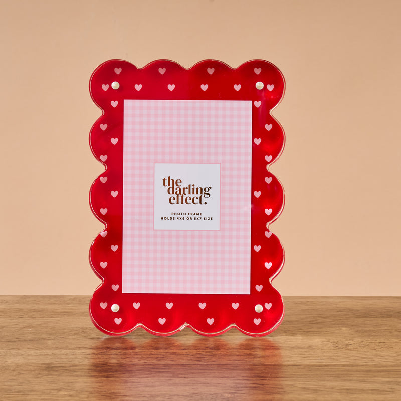Tiny Hearts Rectangle Scalloped Acrylic Frame