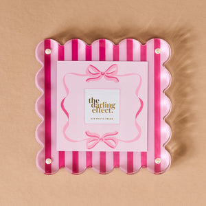 Sweetheart Stripes Square Scalloped Acrylic Frame