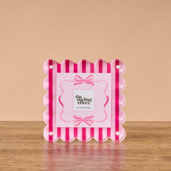 Sweetheart Stripes Square Scalloped Acrylic Frame