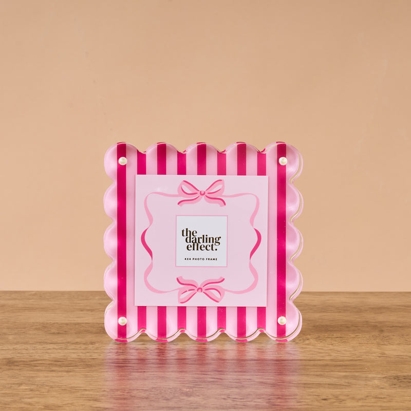 Sweetheart Stripes Square Scalloped Acrylic Frame
