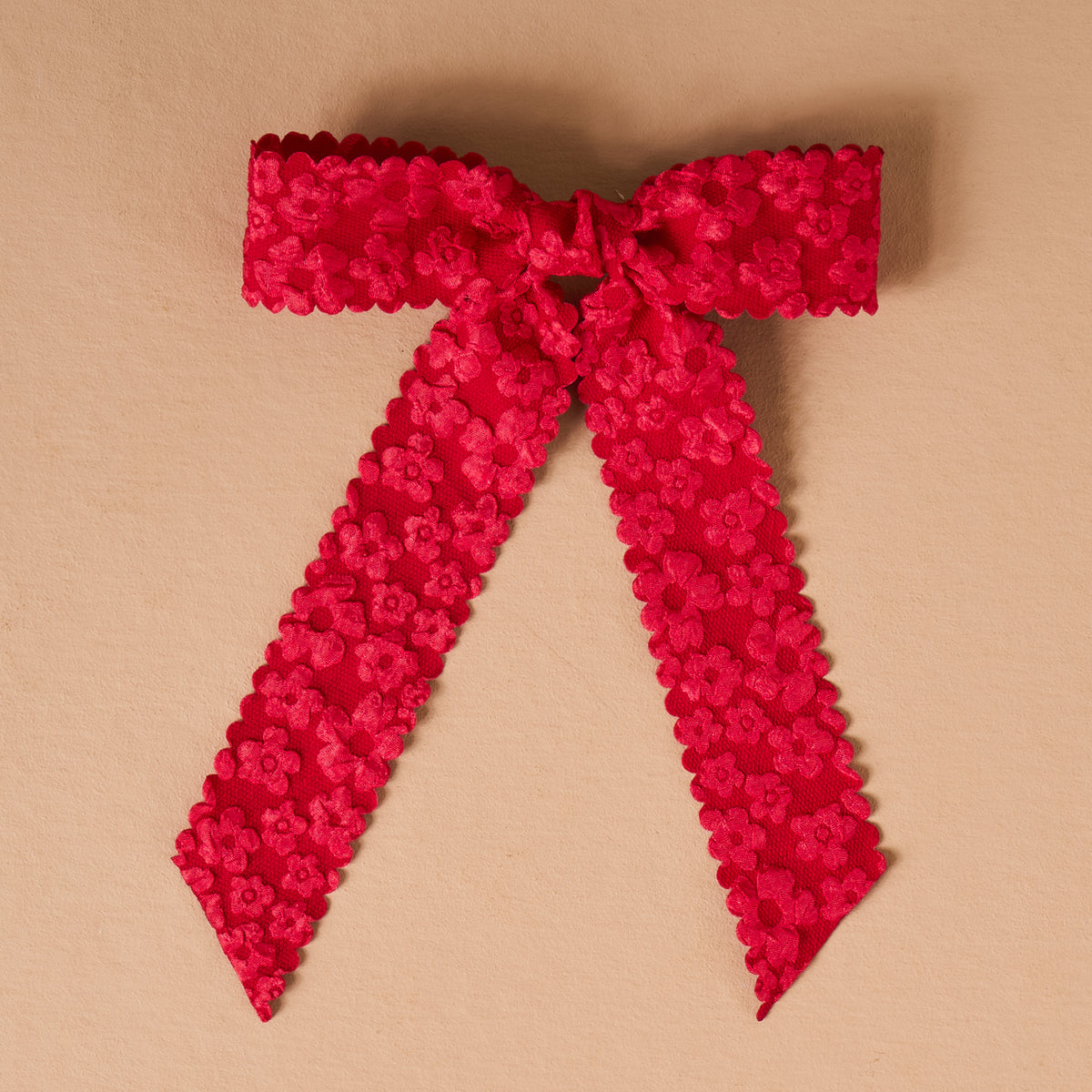 Red Flower Scallop Hair Bow