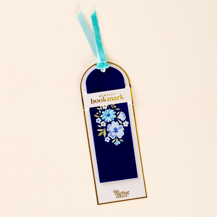 Dainty Floral Navy Acrylic Bookmark