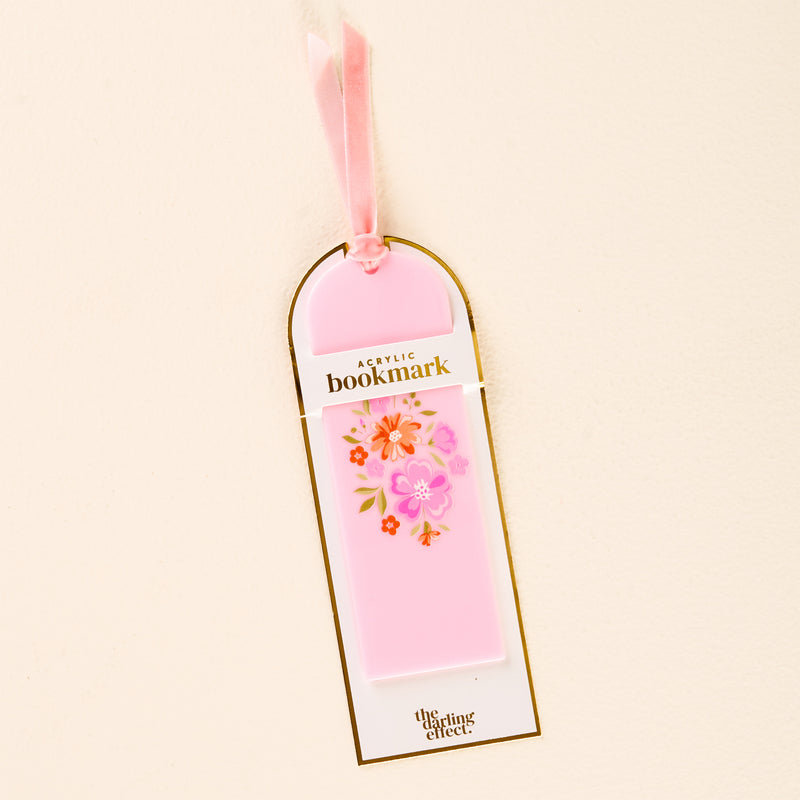 Dainty Floral Pink Acrylic Bookmark