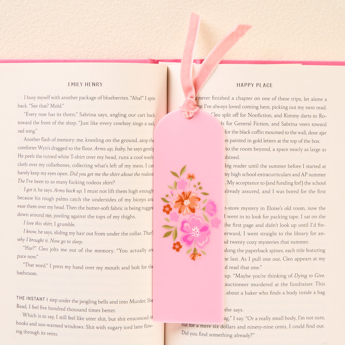 Dainty Floral Pink Acrylic Bookmark