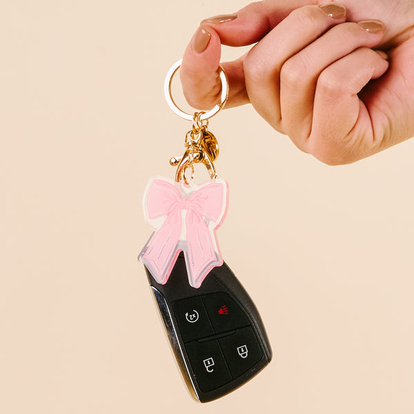 Bow Pink Acrylic Keychain