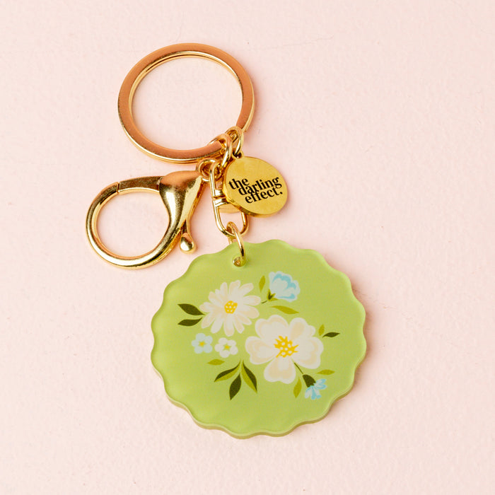 Dainty Floral Sage Acrylic Keychain