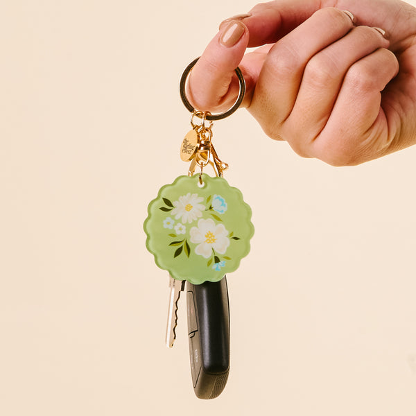 Dainty Floral Sage Acrylic Keychain