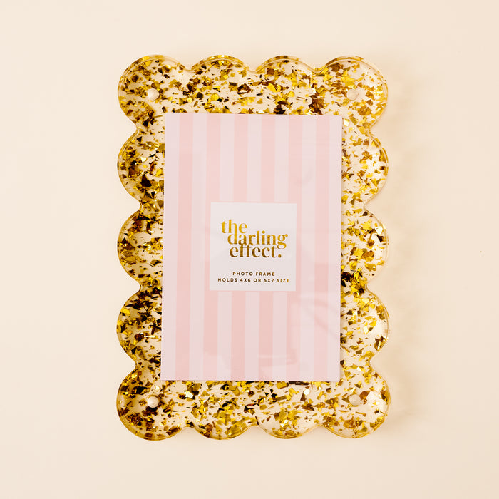 Confetti Gold Rectangle Scalloped Acrylic Frame