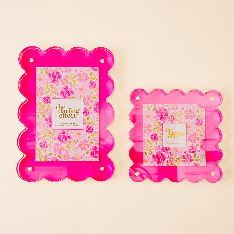 Hot Pink Square Scalloped Acrylic Frame