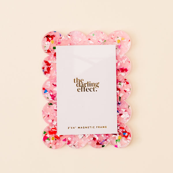 Confetti Pink Mini Acrylic Picture Frame Magnet