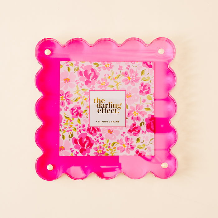 Hot Pink Square Scalloped Acrylic Frame