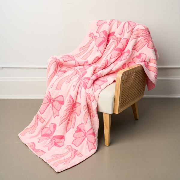 Blushing Bows Pink Cozy Dreams Luxe Blanket