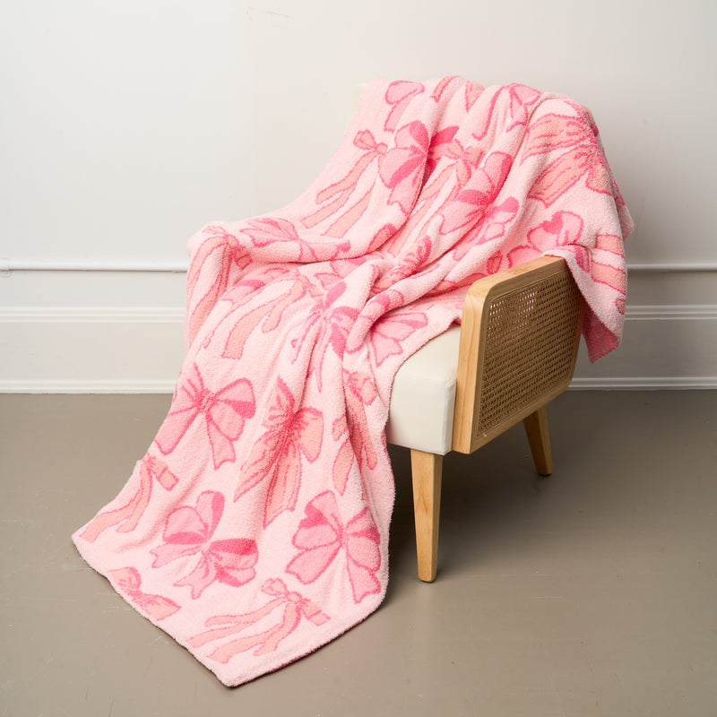 Blushing Bows Pink Cozy Dreams Luxe Blanket