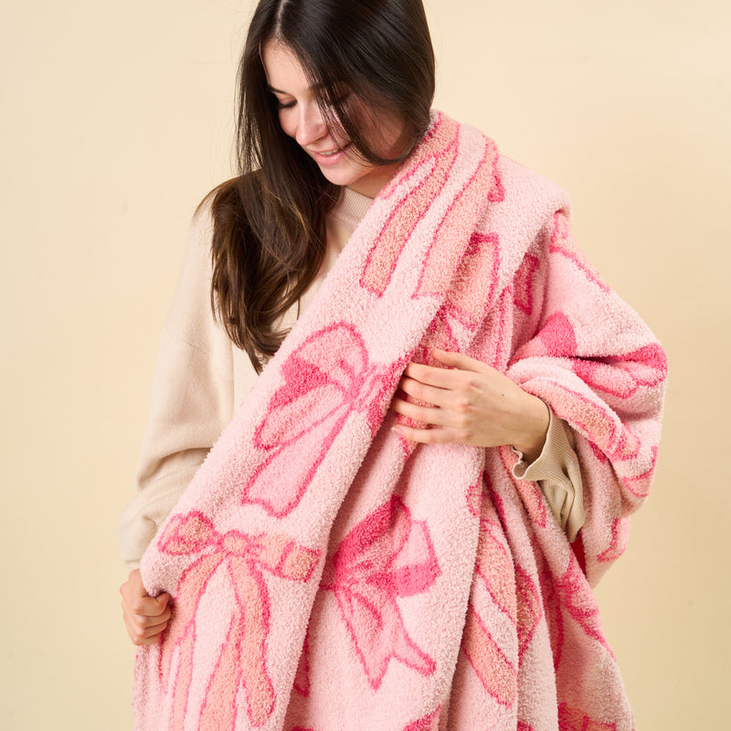 Blushing Bows Pink Cozy Dreams Luxe Blanket