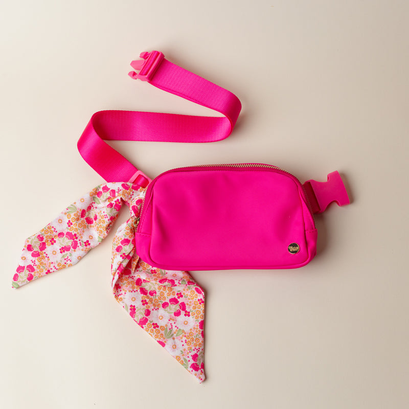Hot Pink All You Need Belt Bag with Hair Scarf