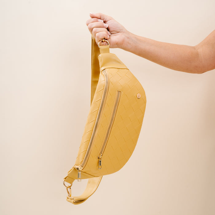 Woven Mustard Trendy Luxe Belt Bag