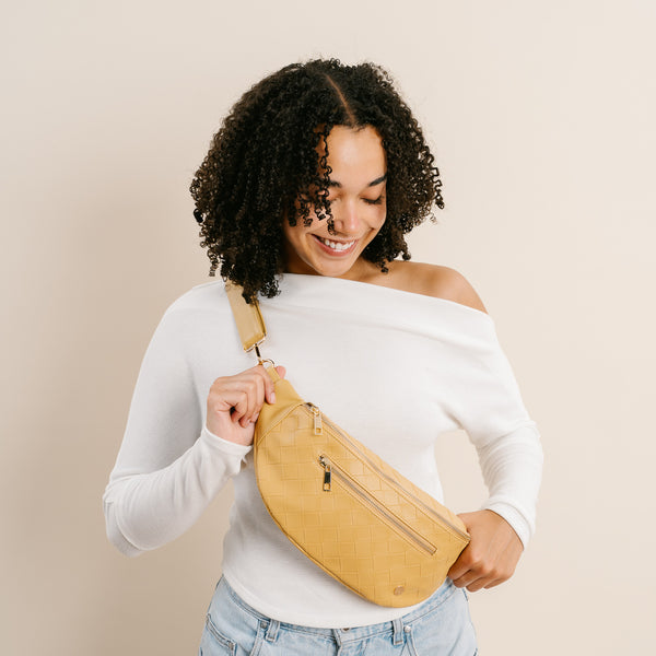 Woven Mustard Trendy Luxe Belt Bag