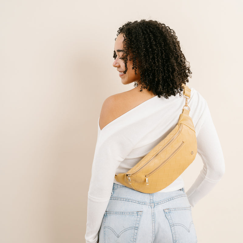 Woven Mustard Trendy Luxe Belt Bag