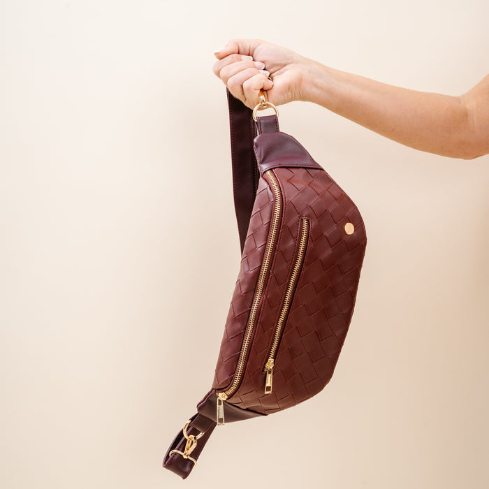 Woven Plum Trendy Luxe Belt Bag
