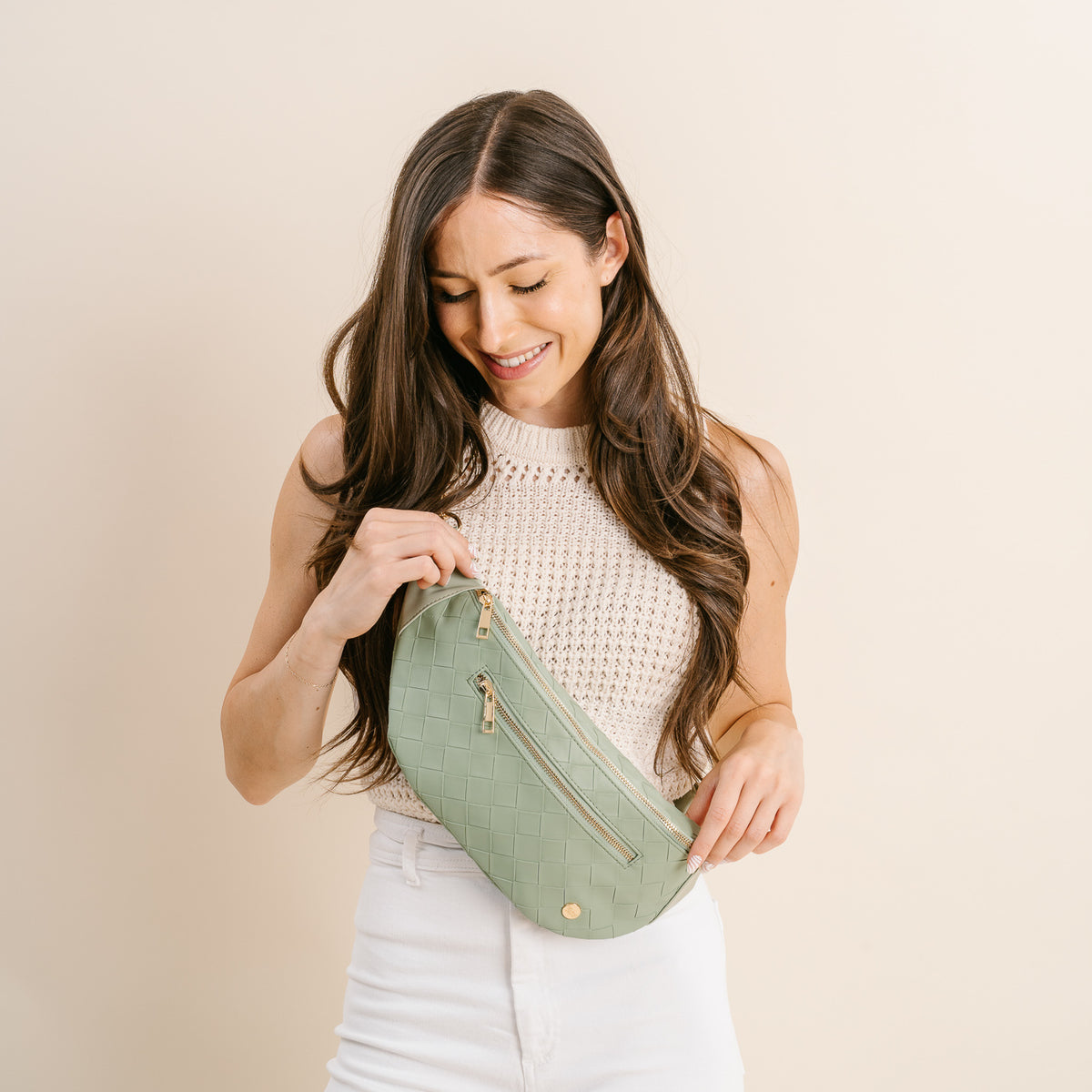 Woven Sage Trendy Luxe Belt Bag