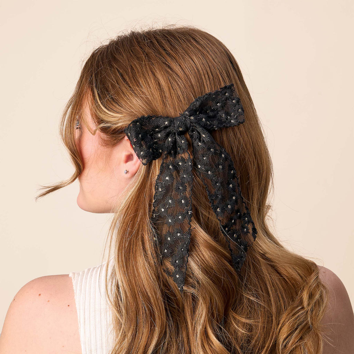 Black Ditzy Daisies Hair Bow