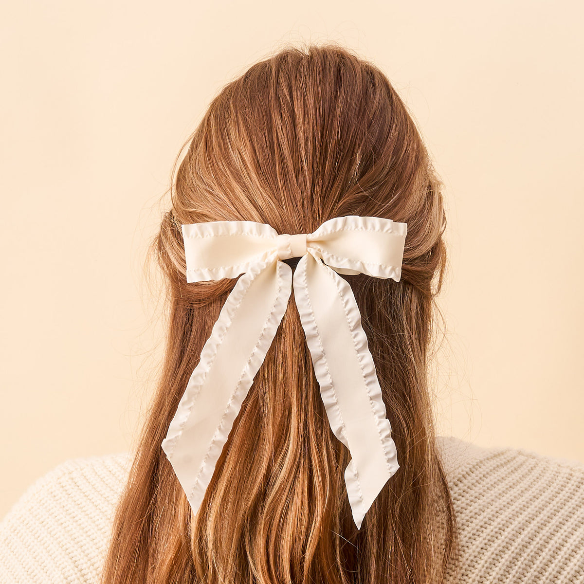 Cream Ruffle Hair Bow