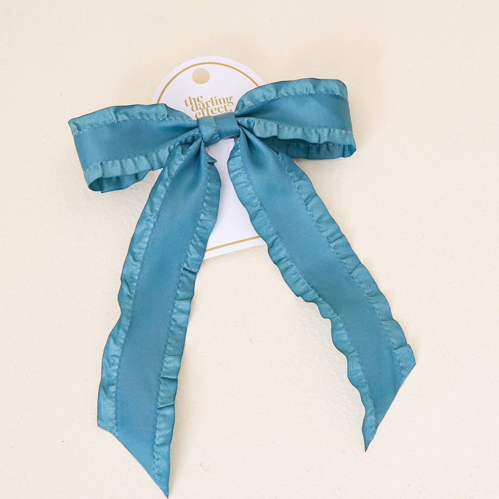 Dark Teal Ruffle Hair Bow – The Darling Effect