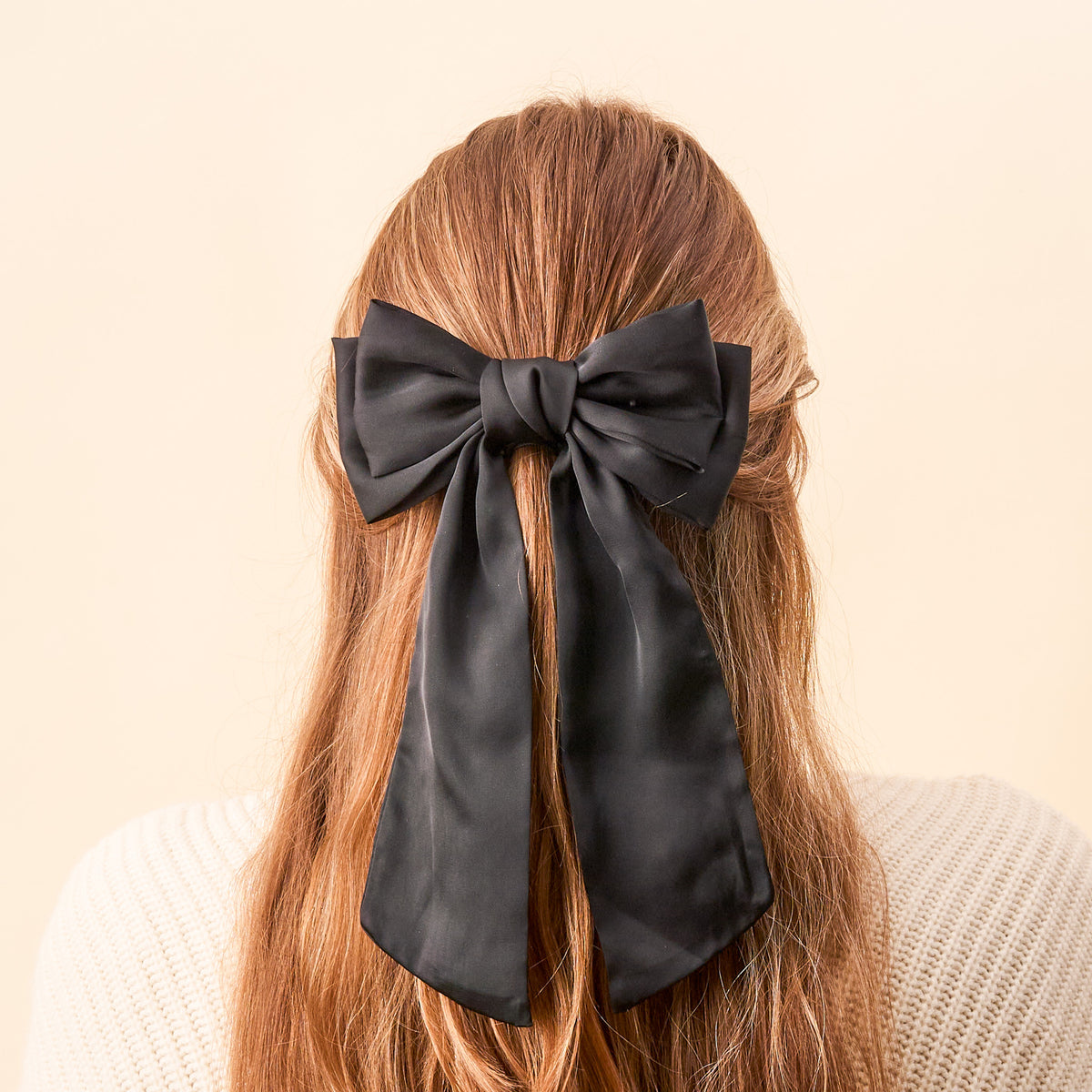 Black Satin Hair Bow