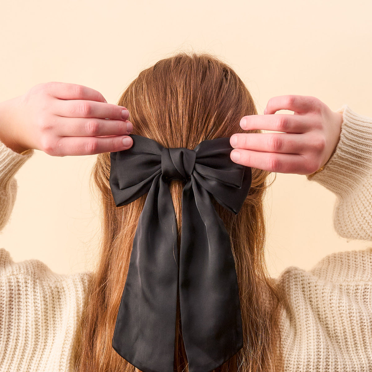 Black Satin Hair Bow