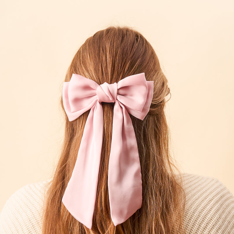 Blush Satin Hair Bow