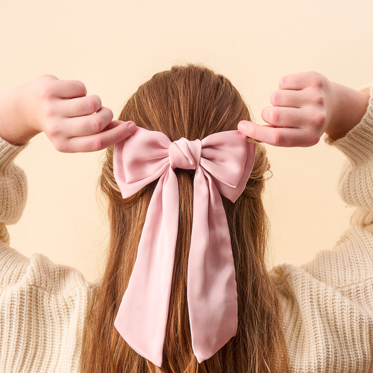 Blush Satin Hair Bow