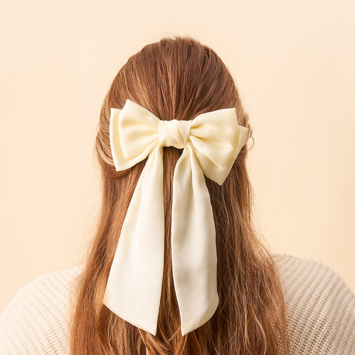 Cream Satin Hair Bow