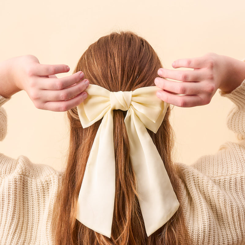 Cream Satin Hair Bow