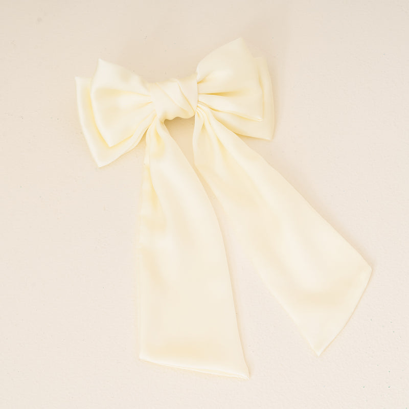 Cream Satin Hair Bow