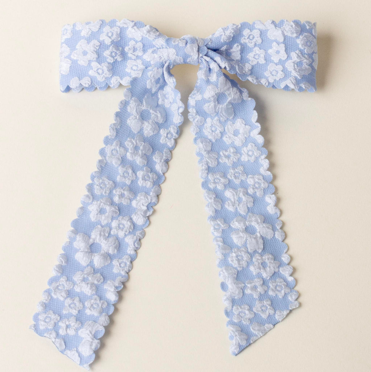 Blue Flower Scallop Hair Bow