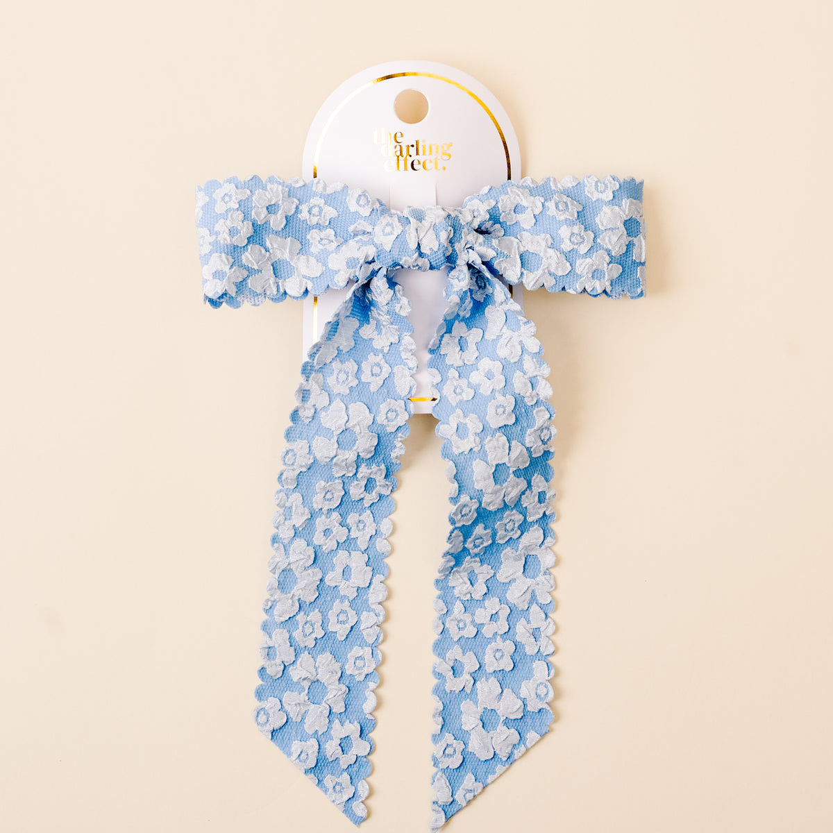 Blue Flower Scallop Hair Bow