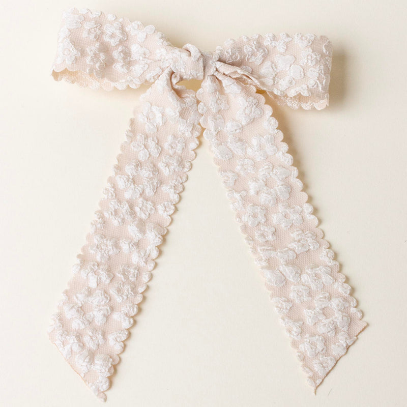 Champagne Flower Scallop Hair Bow