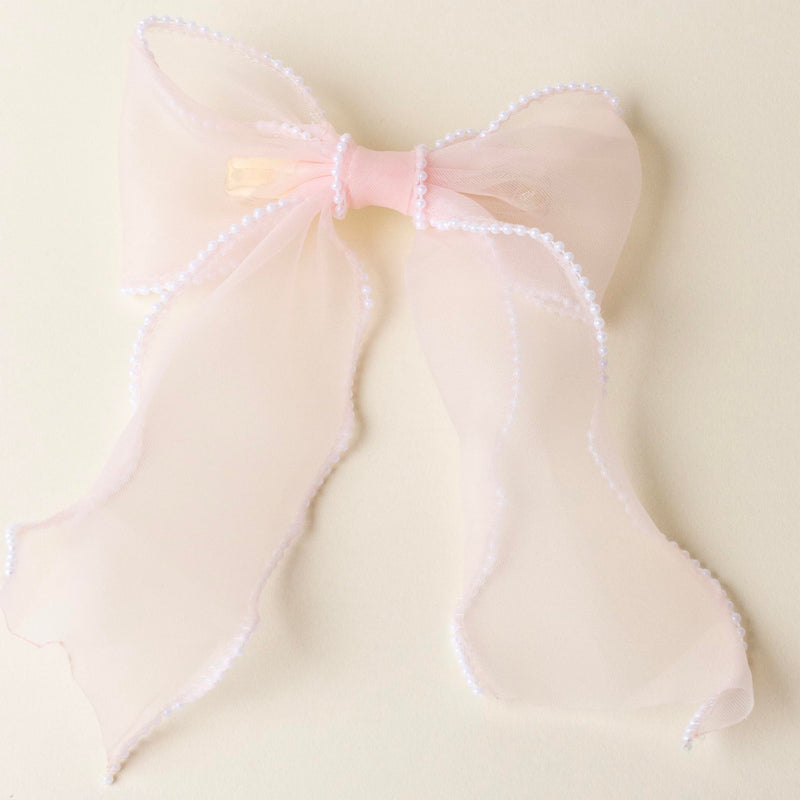 Blush Sheer Pearl Hair Bow