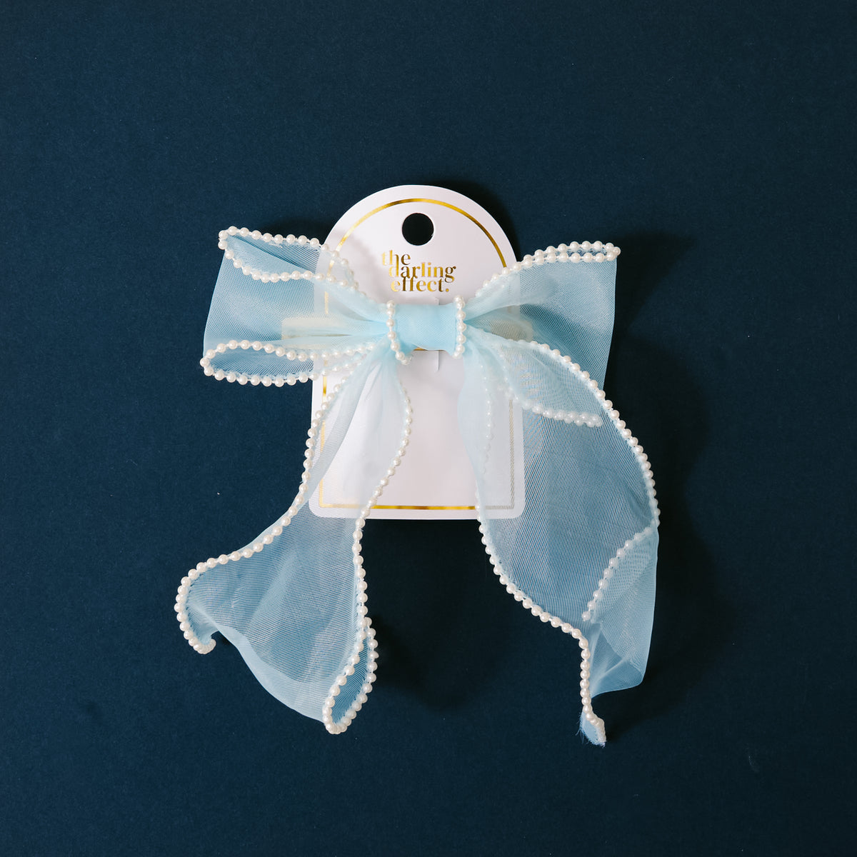 Blue Sheer Pearl Hair Bow