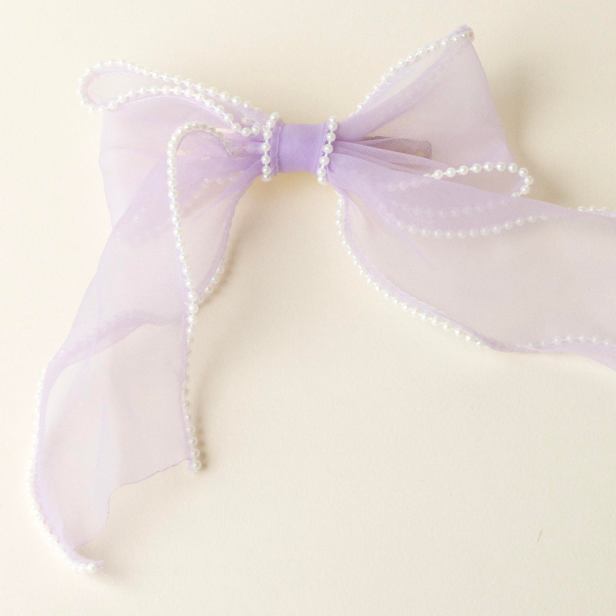 Lilac Sheer Pearl Hair Bow