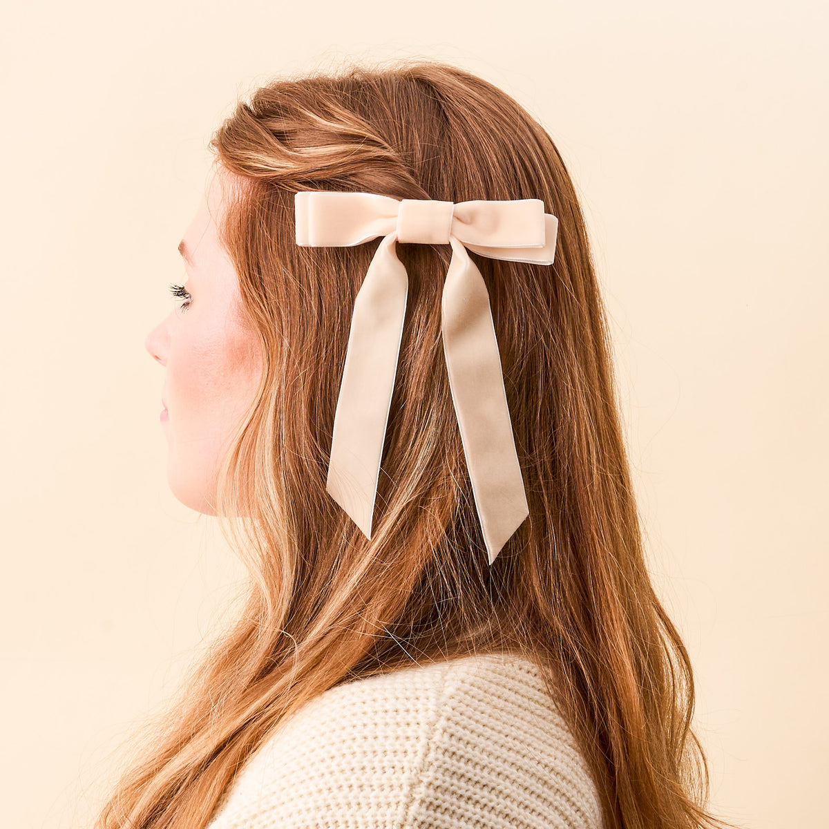 Cream Velvet Hair Bow