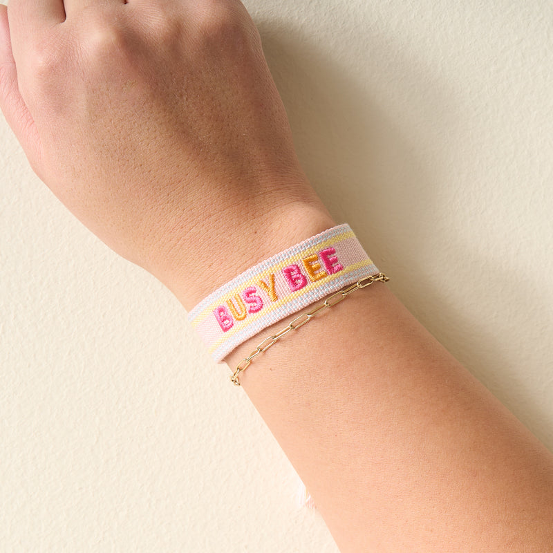 Busy Bee Adjustable Woven Word Bracelet