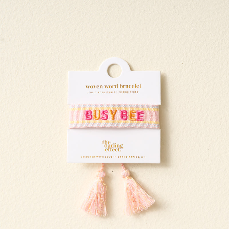 Busy Bee Adjustable Woven Word Bracelet