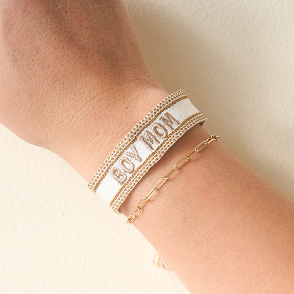 Boy Mom Woven Word Bracelet