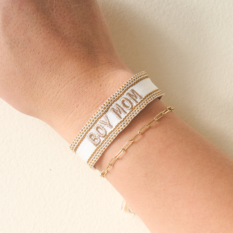 Boy Mom Woven Word Bracelet