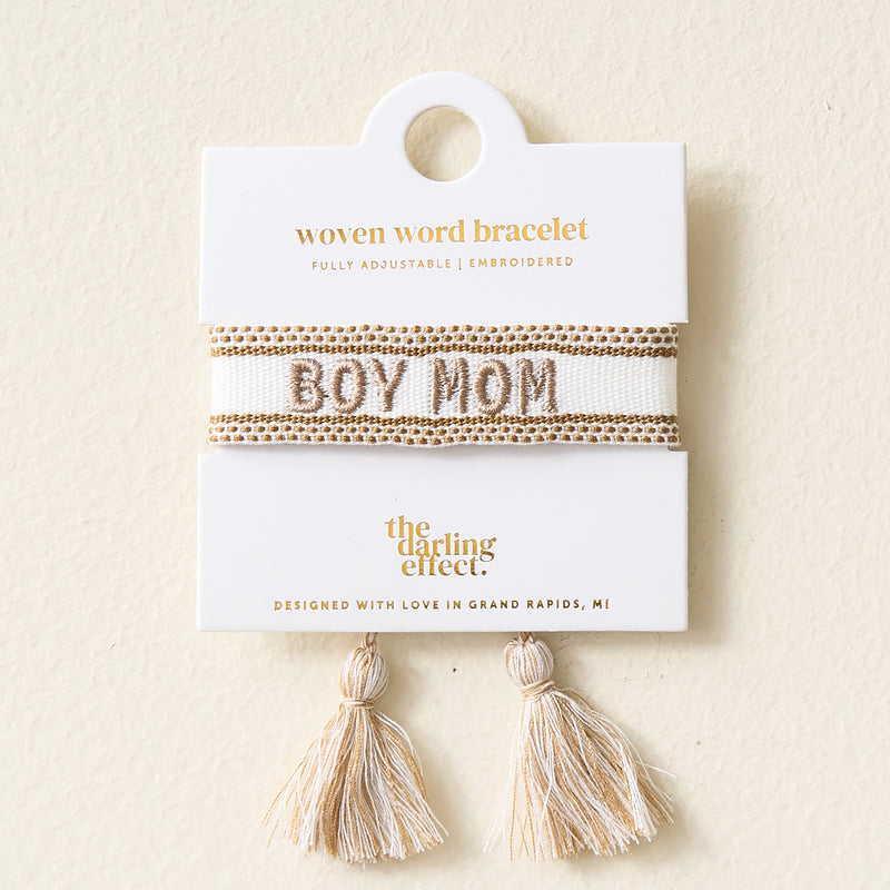 Boy Mom Woven Word Bracelet