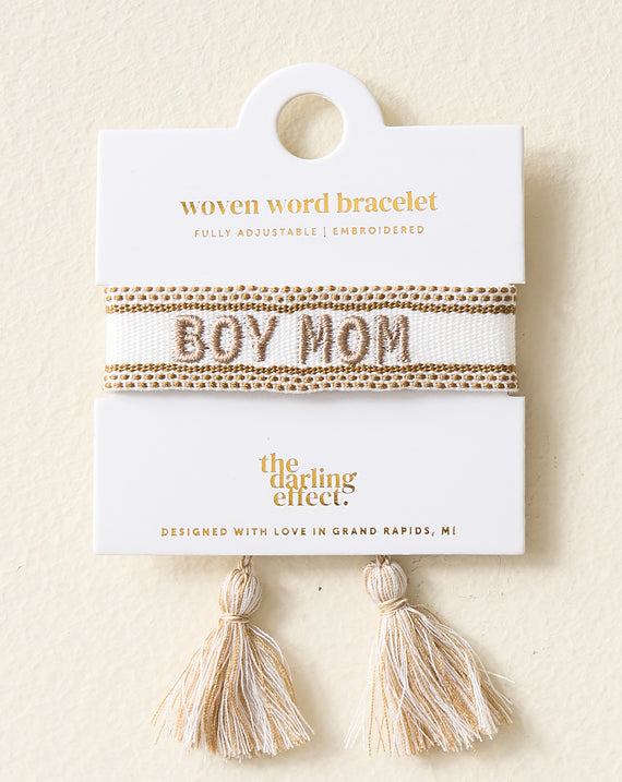 Adjustable Woven Word Bracelet - Boy Mom