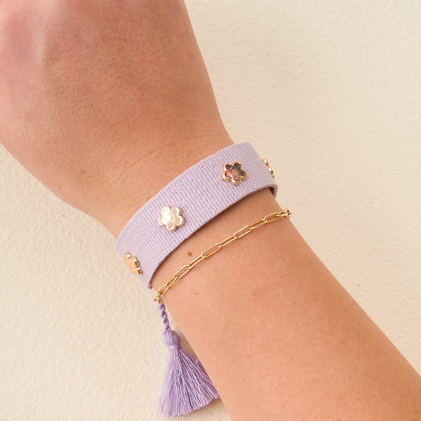 Periwinkle Floral Adjustable Woven Stacker Bracelet