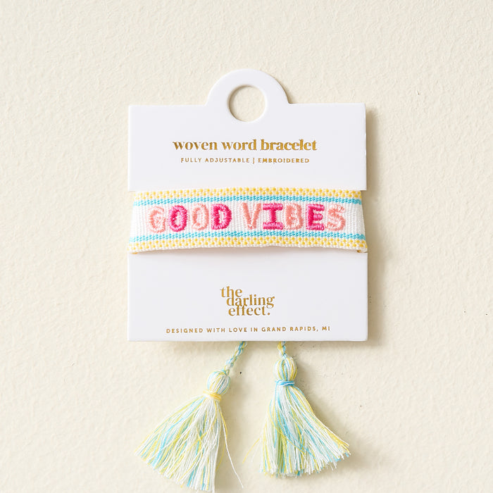 Good Vibes Adjustable Woven Word Bracelet